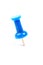 Blue pin thumbtack isolated on white office paper push business board needle pushpin tack note plastic clip attach thumb tool