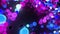 Blue and pink balls background. Abstract chemical reaction, cyan magenta circles born craete grow up and dissapear