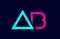 blue pink colorful alphabet letter logo combination ab a b design