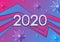 Blue pink corporate 2020 New Year background with snowflakes