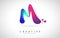 Blue and Pink creative letter M Logo Design with Dots. Friendly Corporate Entertainment, Media, Technology, Digital Business