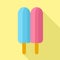 Blue pink double popsicle icon, flat style