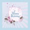 Blue and pink happy birthday card
