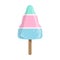 Blue And Pink Layered Ice-Cream Bar On A Stick, Colorful Popsicle Isolated Cartoon Object