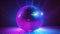 blue pink neon beam vintage disco ball