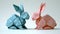 Blue and pink origami rabbits cute and crafted, easter crafts picture