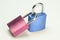 Blue and pink padlock