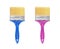 Blue and pink paintbrush, paint brush, isolated on white background