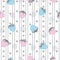 Blue pink pastel vector strawberries abstract shapes seamless pattern background. Trendy elements pattern