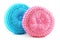 Blue and pink round pillows
