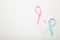 Blue and pink symbolic ribbon - the problem of cancer, breast cancer, prostate cancer ribbon
