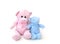 Blue and pink teddy bears
