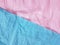 Blue pink wrinkled paper background silk surface empty blank sheets vivid colors