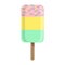 Blue, Pink And Yellow Ice-Cream Bar On A Stick, Colorful Popsicle Isolated Cartoon Object