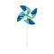 Blue Pinwheel Toy with Paper Curl Attached to Stick Vector Illustration