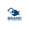 Blue Piranha logo. Flat logo design. Illustration chasing the dollar or wealth