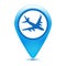 blue plane pin tag arrival icon