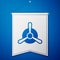 Blue Plane propeller icon isolated on blue background. Vintage aircraft propeller. White pennant template. Vector