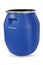 blue plastic barrel on white background