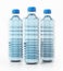 Blue plastic bottles full of water. 3D illustration