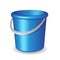 Blue plastic bucket on white background