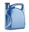 Blue plastic canister for lubricants without label, container for chemicals isolated