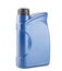 blue plastic canister for lubricants without label, container for chemicals isolated