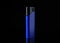 Blue plastic cigarette lighter on black background, closeup