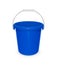 Blue plastic empty bucket with handle for cleaning and housekeeping