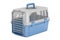 Blue plastic pet carrier, 3D rendering