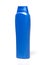 Blue plastic shampoo container