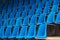 Blue plastic stadium seats