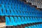 Blue plastic stadium seats