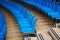 Blue plastic stadium seats