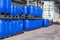 Blue Plastic Storage Drums containers for liquids in Chemical Pl