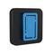 Blue Playing card back icon isolated on transparent background. Casino gambling. Black square button.