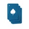 Blue Playing cards icon isolated on transparent background. Casino gambling.