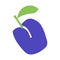 Blue plum. Cutouts fruit. Shape colored cardboard or paper. Funny childish applique