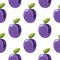 Blue plum vector seamless pattern