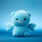 Blue plush toy on blue background, 3d render. Cute blue toy on blue background. Children\\\'s toys concept