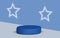 Blue podium. Pedestal with star . Scene. Vector illustration.