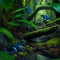 Blue Poison Dart Frog Habitats. Generative AI