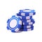 Blue poker chips stack. Casino illustration