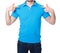 Blue polo shirt on a young man template