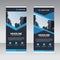 Blue polygon Business Roll Up Banner flat design template