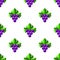 Blue Polygonal Grapes Seamless Pattern. Vine Background. Fruits and Vegetables Texture