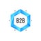 Blue polygonal hexagon icon with mesh and dots