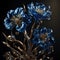 Blue poppies isolated on black background. generative ai