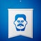 Blue Portrait of Joseph Stalin icon isolated on blue background. White pennant template. Vector