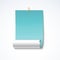 Blue post note paper sheet with a roll and a torn edge attached with a clip. Vector mockup